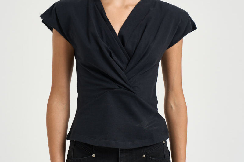 Top donna Nadrine drappeggiato nero TS0341FA A1N4101BK ISABEL MARANT 