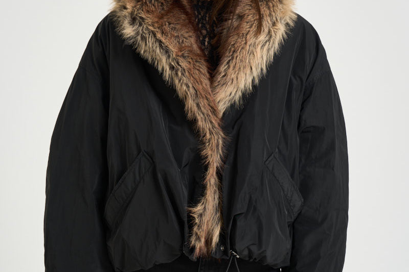 Giacca donna Charone con collo in eco-pelliccia nera VE0606FA D1C01I01BK ISABEL MARANT 