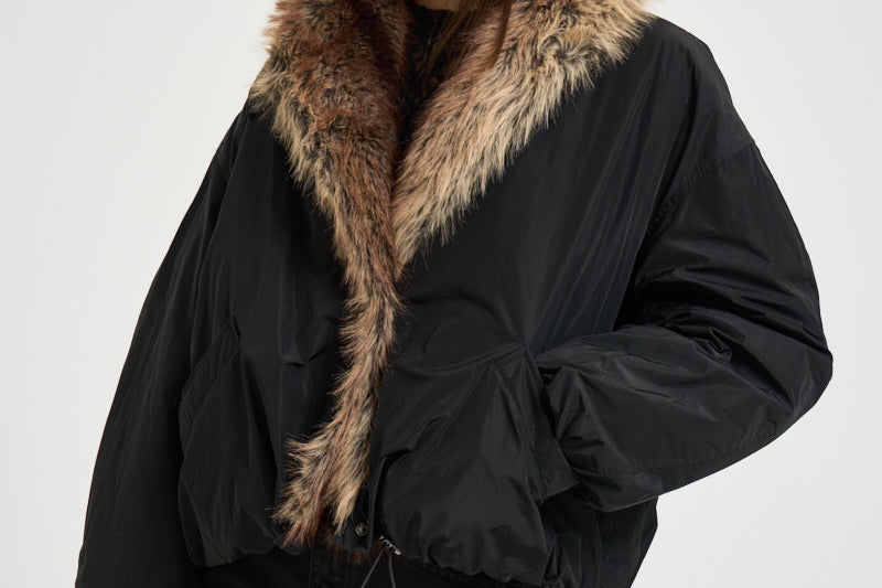 Giacca donna Charone con collo in eco-pelliccia nera VE0606FA D1C01I01BK ISABEL MARANT 