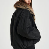 Giacca donna Charone con collo in eco-pelliccia nera VE0606FA D1C01I01BK ISABEL MARANT 