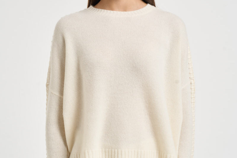 Maglia donna Amea maniche traforate bianco latte AMEA 4337BLANC KUJTEN 