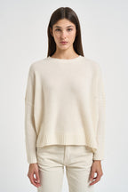 Maglia donna Amea maniche traforate bianco latte AMEA 4337BLANC KUJTEN 