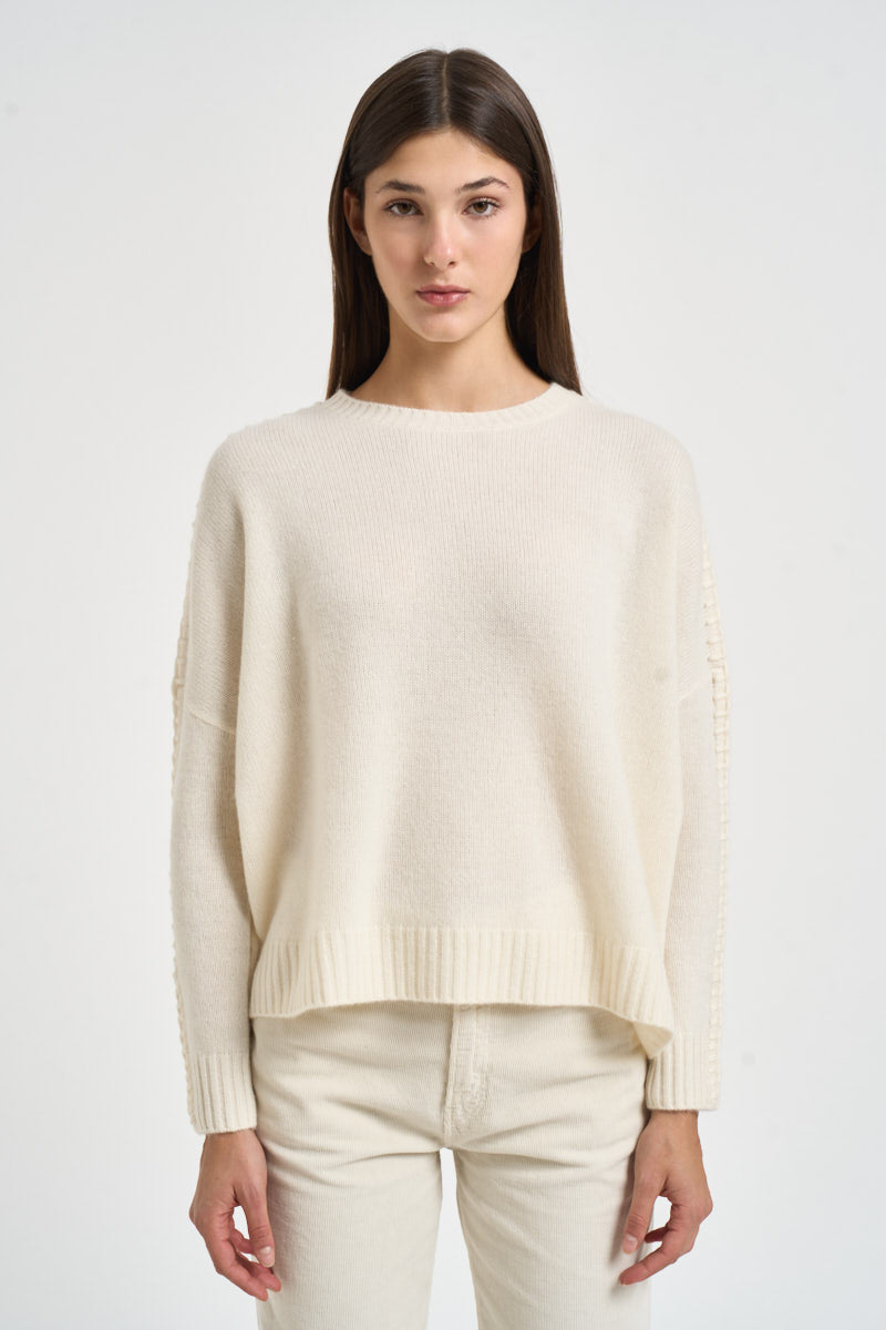 Maglia donna Amea maniche traforate bianco latte AMEA 4337BLANC KUJTEN 