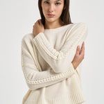 Maglia donna Amea maniche traforate bianco latte AMEA 4337BLANC KUJTEN 