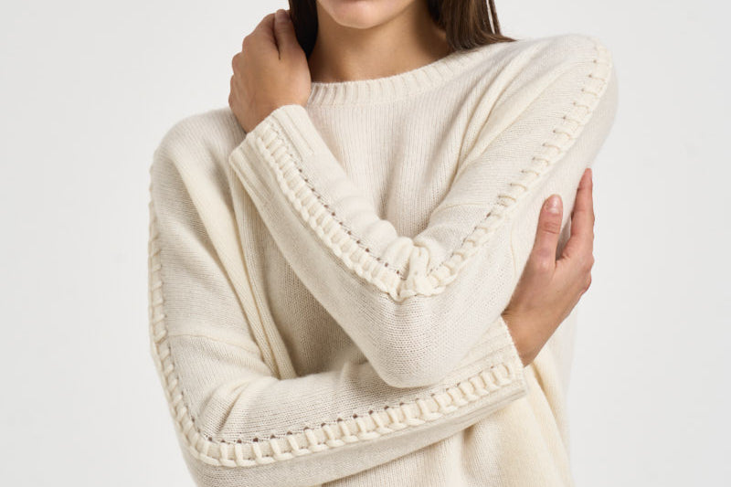 Maglia donna Amea maniche traforate bianco latte AMEA 4337BLANC KUJTEN 