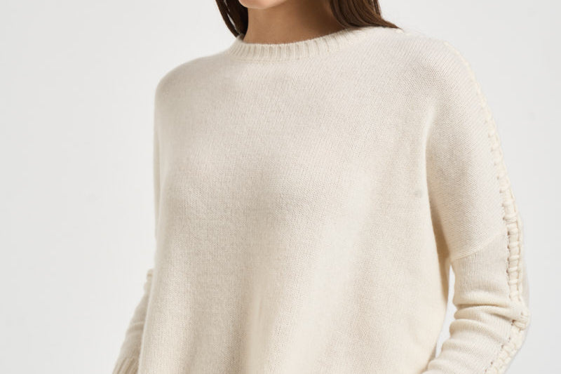 Maglia donna Amea maniche traforate bianco latte AMEA 4337BLANC KUJTEN 