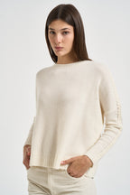Maglia donna Amea maniche traforate bianco latte AMEA 4337BLANC KUJTEN 