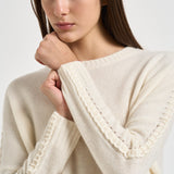 Maglia donna Amea maniche traforate bianco latte AMEA 4337BLANC KUJTEN 