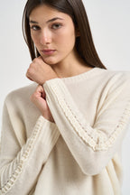 Maglia donna Amea maniche traforate bianco latte AMEA 4337BLANC KUJTEN 