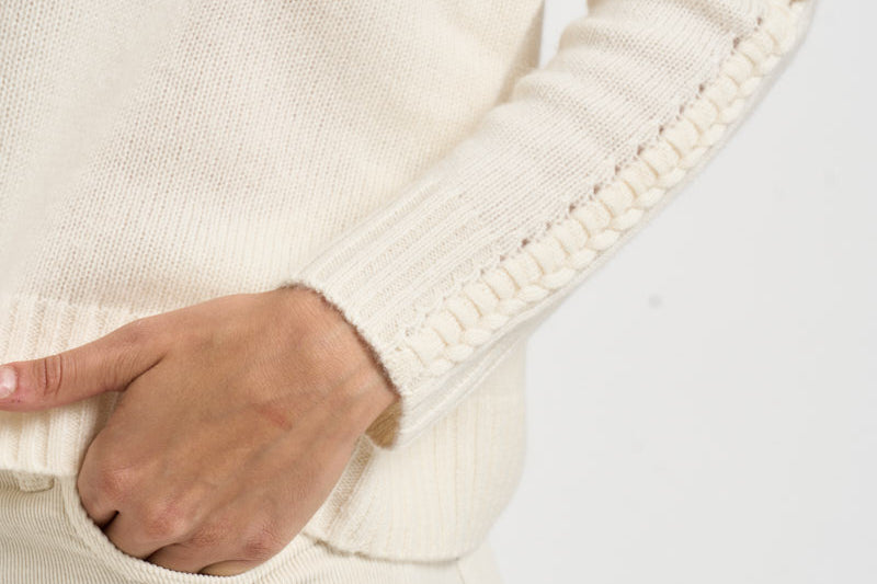 Maglia donna Amea maniche traforate bianco latte AMEA 4337BLANC KUJTEN 