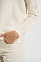 Maglia donna Amea maniche traforate bianco latte AMEA 4337BLANC KUJTEN 