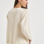 Maglia donna Amea maniche traforate bianco latte AMEA 4337BLANC KUJTEN 