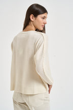 Maglia donna Amea maniche traforate bianco latte AMEA 4337BLANC KUJTEN 