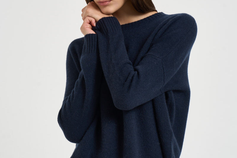 Maglia donna Amelie girocollo blu navy AMELIE MARINE KUJTEN 