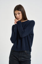 Maglia donna Amelie girocollo blu navy AMELIE MARINE KUJTEN 