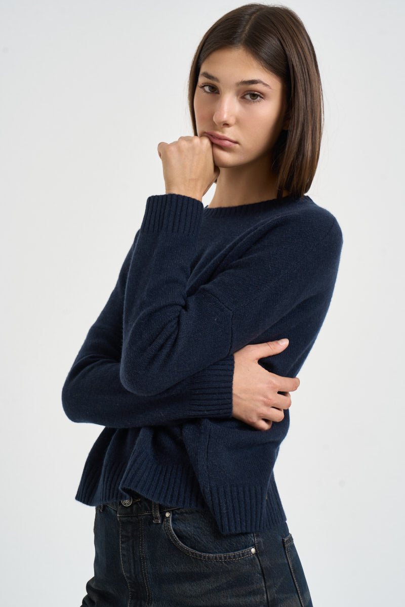 Maglia donna Amelie girocollo blu navy AMELIE MARINE KUJTEN 