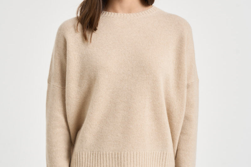 Maglia donna Amelie girocollo beige chiaro AMELIE ORGANIC KUJTEN 