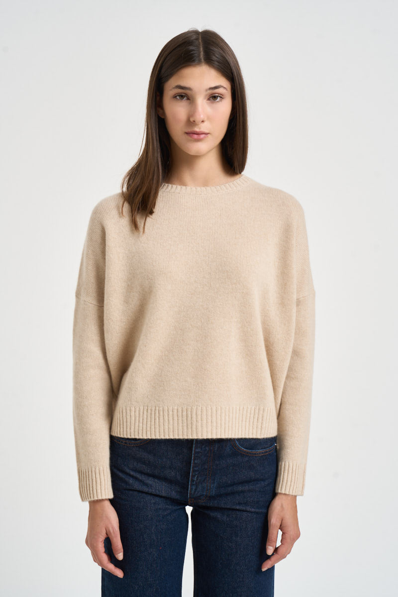 Maglia donna Amelie girocollo beige chiaro AMELIE ORGANIC KUJTEN 