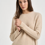 Maglia donna Amelie girocollo beige chiaro AMELIE ORGANIC KUJTEN 