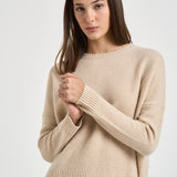 Maglia donna Amelie girocollo beige chiaro AMELIE ORGANIC KUJTEN 