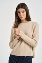 Maglia donna Amelie girocollo beige chiaro AMELIE ORGANIC KUJTEN 