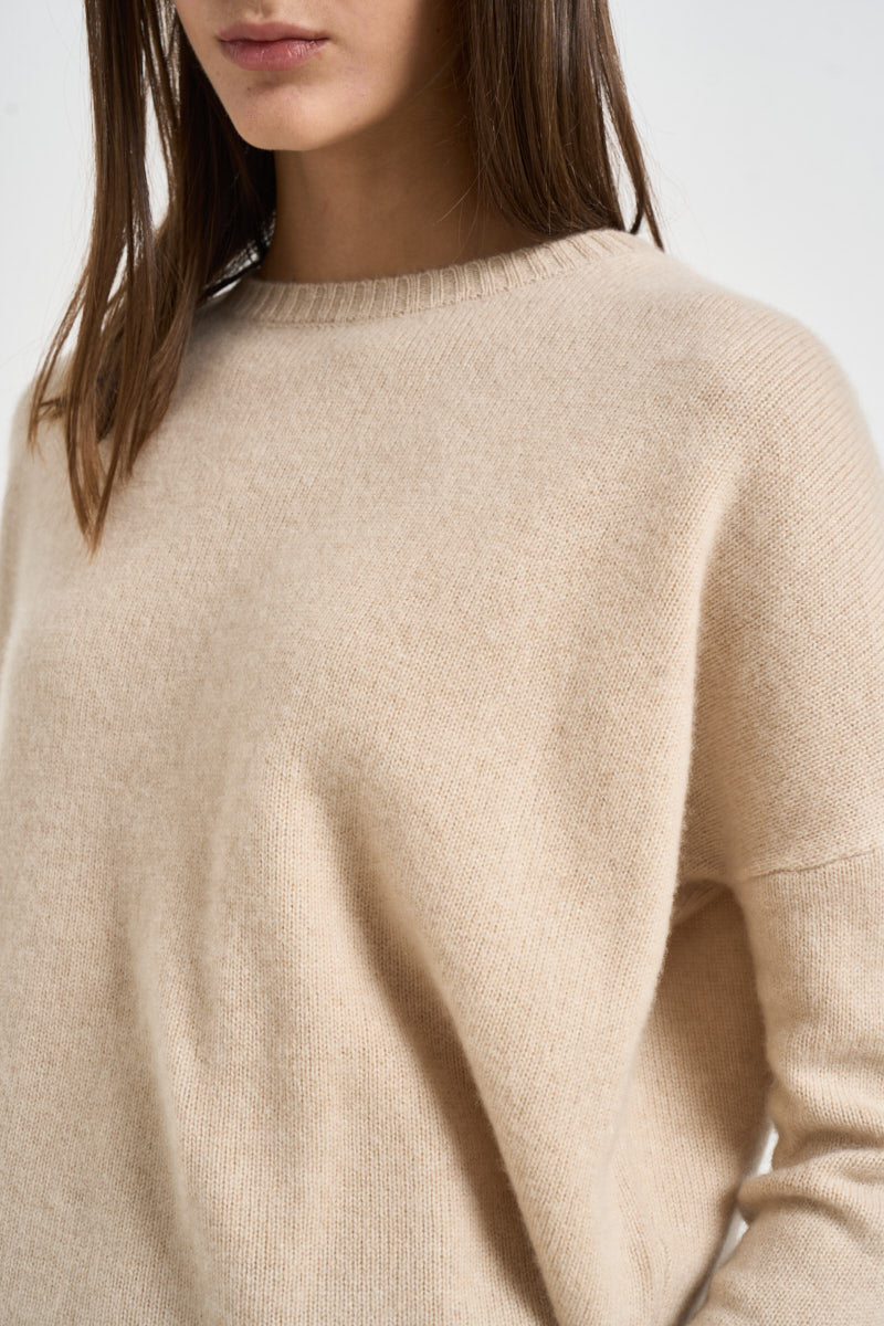 Maglia donna Amelie girocollo beige chiaro AMELIE ORGANIC KUJTEN 