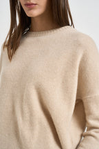 Maglia donna Amelie girocollo beige chiaro AMELIE ORGANIC KUJTEN 