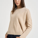 Maglia donna Amelie girocollo beige chiaro AMELIE ORGANIC KUJTEN 