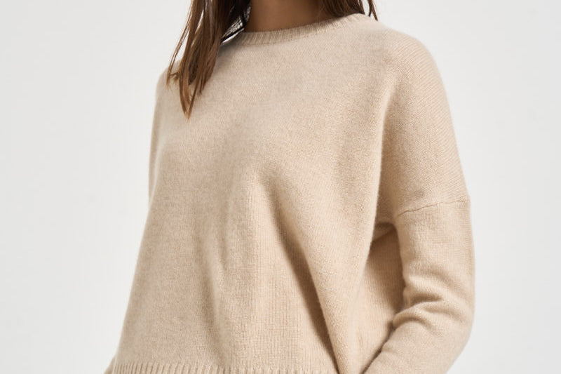 Maglia donna Amelie girocollo beige chiaro AMELIE ORGANIC KUJTEN 