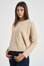 Maglia donna Amelie girocollo beige chiaro AMELIE ORGANIC KUJTEN 