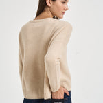 Maglia donna Amelie girocollo beige chiaro AMELIE ORGANIC KUJTEN 