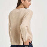 Maglia donna Amelie girocollo beige chiaro AMELIE ORGANIC KUJTEN 