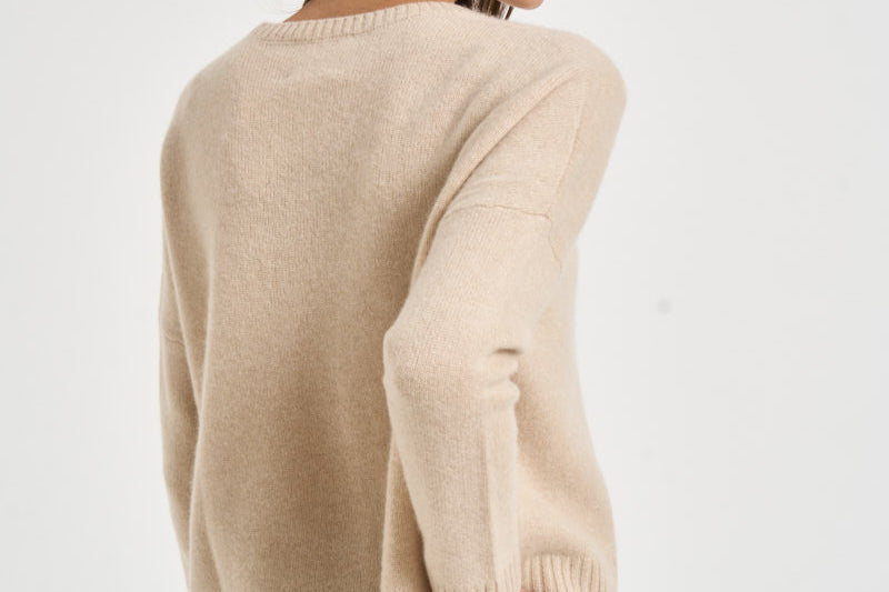 Maglia donna Amelie girocollo beige chiaro AMELIE ORGANIC KUJTEN 