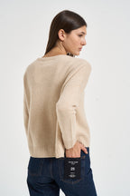 Maglia donna Amelie girocollo beige chiaro AMELIE ORGANIC KUJTEN 