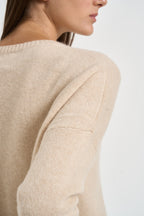 Maglia donna Amelie girocollo beige chiaro AMELIE ORGANIC KUJTEN 