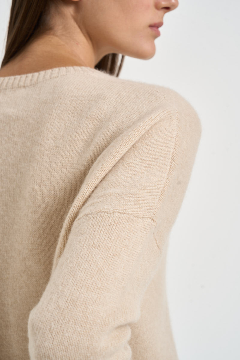 Maglia donna Amelie girocollo beige chiaro AMELIE ORGANIC KUJTEN 