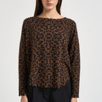 Maglia donna Melah Leopard in cashmere animalier marrone MELAH LEOPARD 4412MARRON KUJTEN 