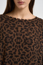 Maglia donna Melah Leopard in cashmere animalier marrone MELAH LEOPARD 4412MARRON KUJTEN 