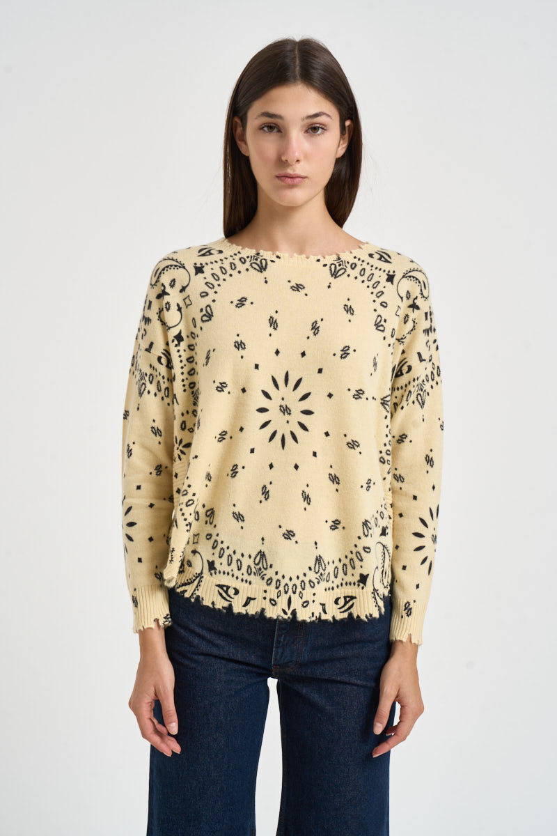 Maglia donna stampa bandana gialla MELA BANDANA 2500ANIS KUJTEN 
