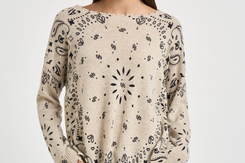 Maglia donna stampa bandana beige MELA BANDANA 2500AVOINE KUJTEN 