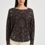 Maglia donna stampa bandana marrone MELA BANDANA 2500MARRON KUJTEN 