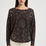 Maglia donna stampa bandana marrone MELA BANDANA 2500MARRON KUJTEN 