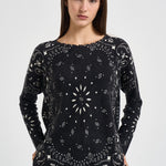 Maglia donna stampa bandana nera MELA BANDANA 2500NOIR KUJTEN 