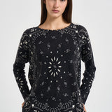 Maglia donna stampa bandana nera MELA BANDANA 2500NOIR KUJTEN 