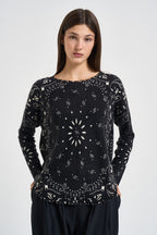 Maglia donna stampa bandana nera MELA BANDANA 2500NOIR KUJTEN 