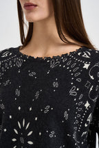 Maglia donna stampa bandana nera MELA BANDANA 2500NOIR KUJTEN 