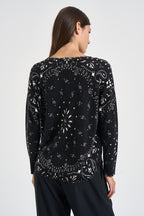 Maglia donna stampa bandana nera MELA BANDANA 2500NOIR KUJTEN 