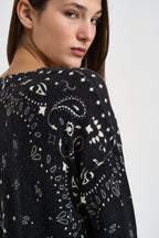 Maglia donna stampa bandana nera MELA BANDANA 2500NOIR KUJTEN 