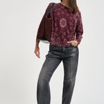 Maglia donna stampa bandana bordeaux MELA BANDANA BICO 2913BDX KUJTEN 