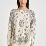 Maglia donna stampa bandana panna MELA BANDANA BICO 2913BLANC KUJTEN 
